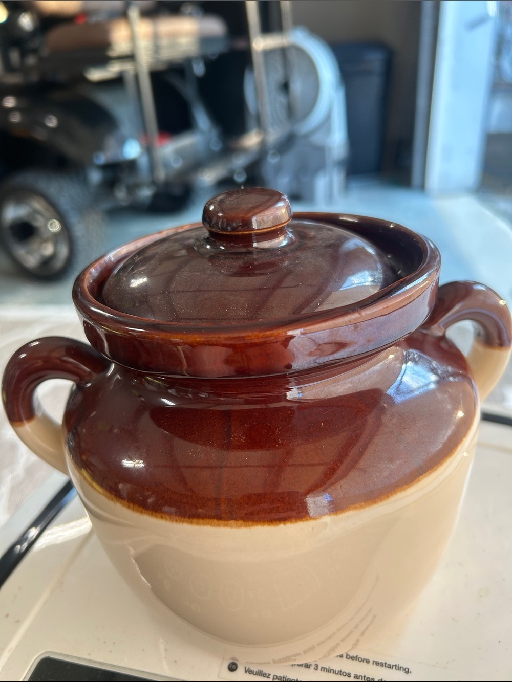 Mccoy Brown and Cream Two-Tone Ceramic Lidded Jar